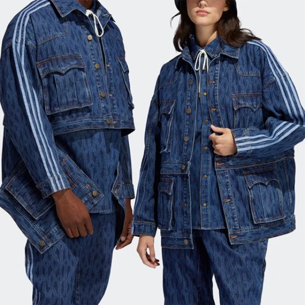 adidas originals x IVY PARK Crossover Cotton Loose Detachable Denim Jacket Blue